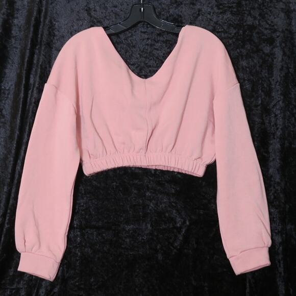 Long Sleeve Crop Top V neck athleisure activewear look SOFT Sz S BBJ Los Angeles - Picture 6 of 14